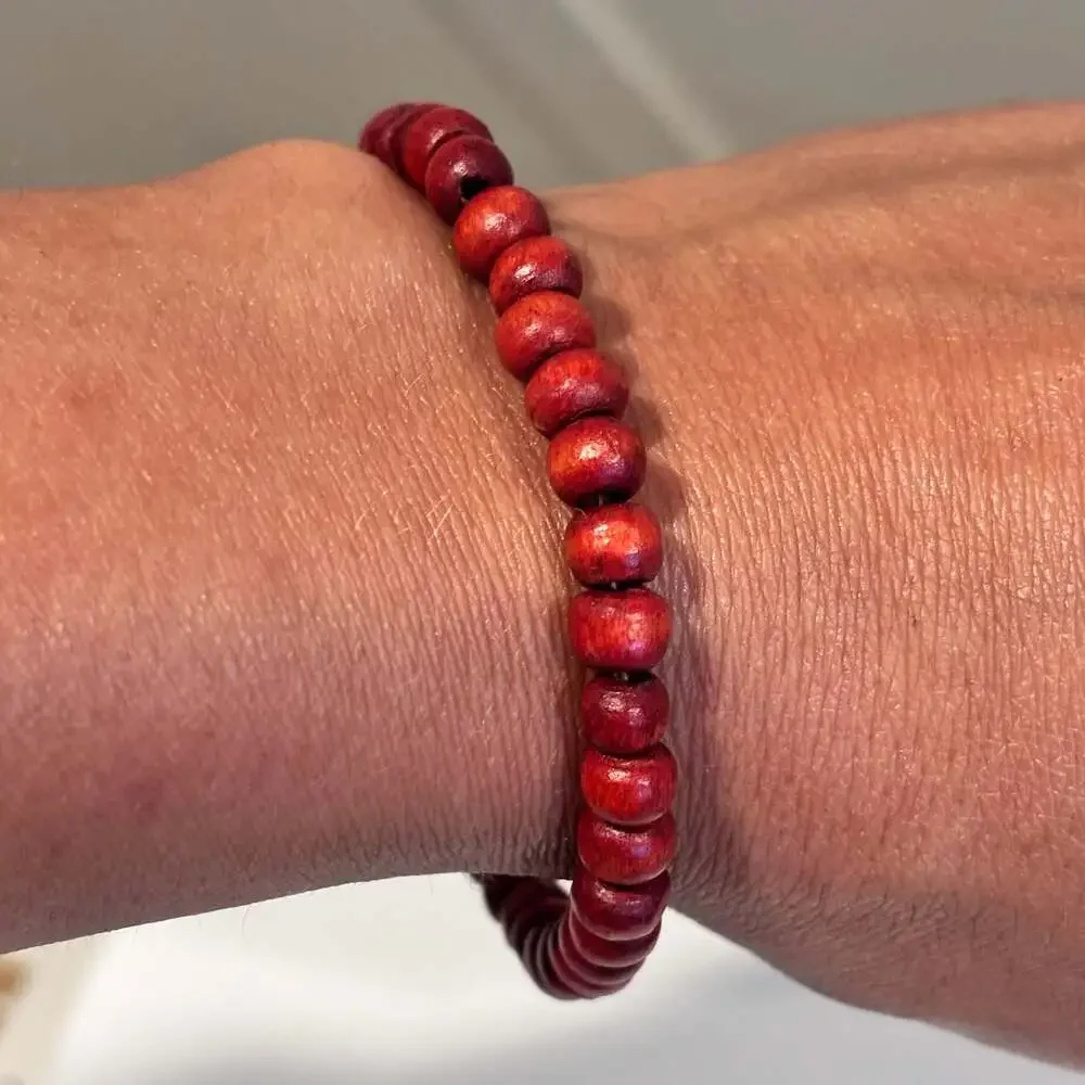 The Bead Chest Stackable Red Beaded Stretch Bracelet Jewelry